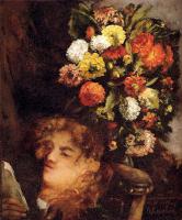 Courbet, Gustave - Head Of A Woman With Flowers